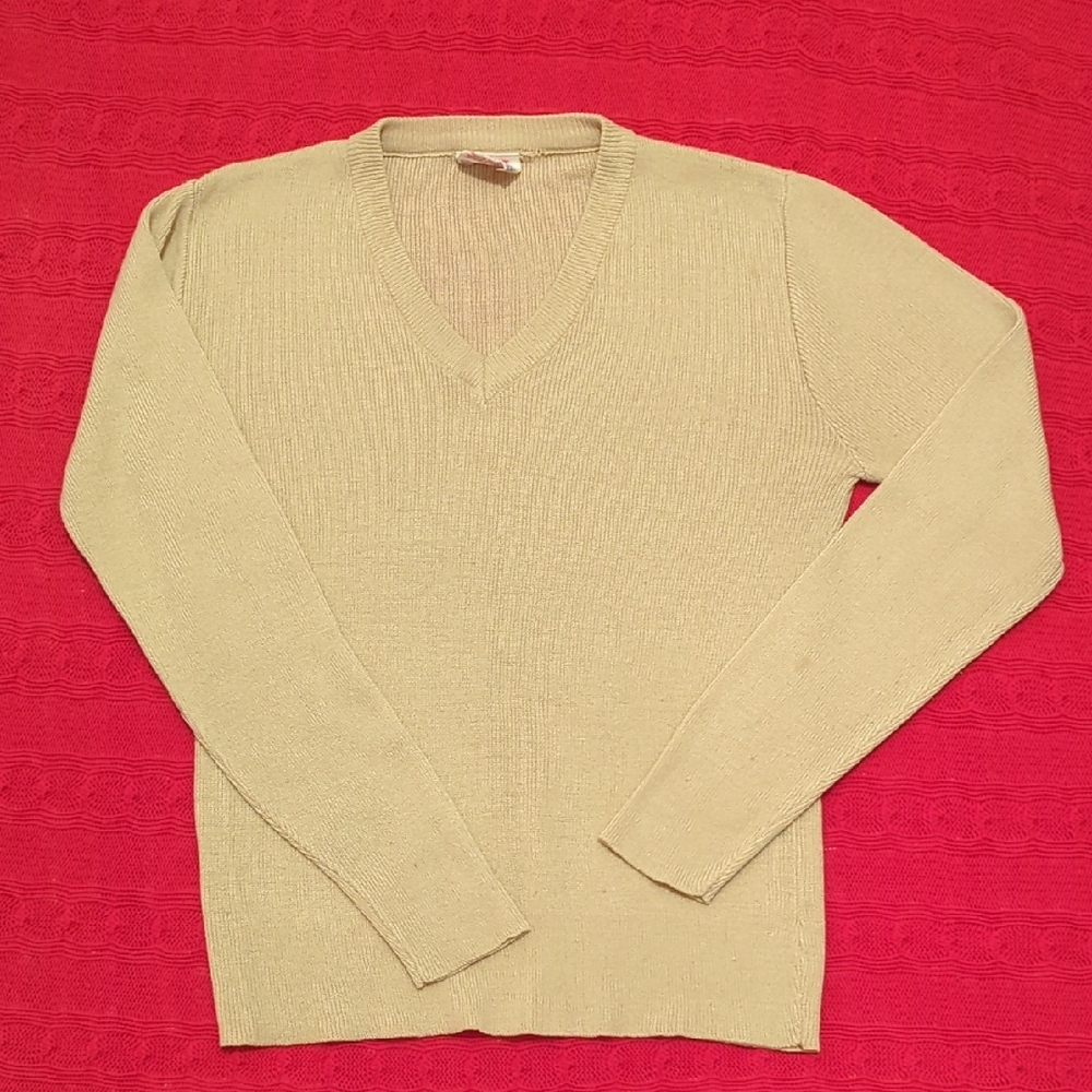 70sVINTAGE Cream V Neck Sweater